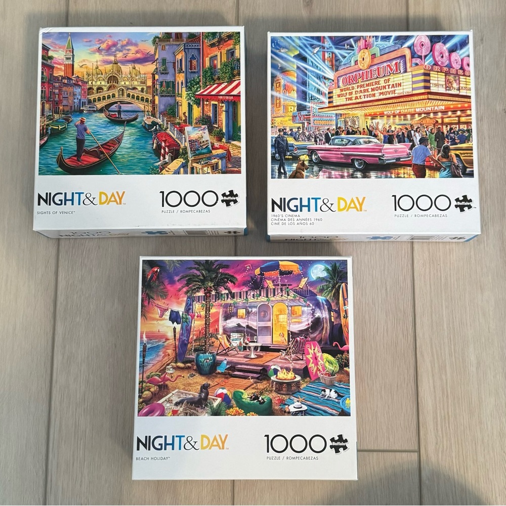 Buffalo Games Jigsaw Puzzles – Bundle of 3 Night & Day